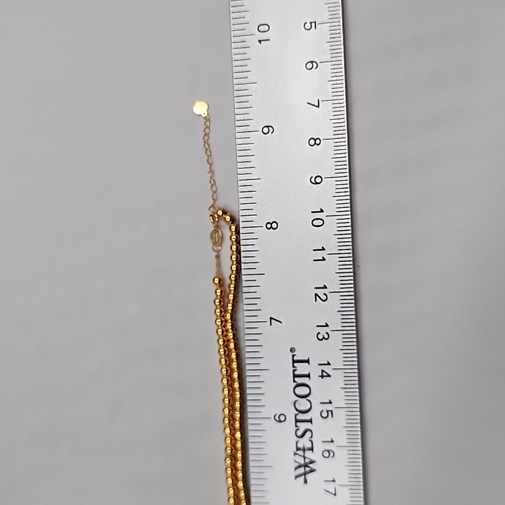 18K Yellow Gold Bubble Necklace Size 16" to 18" Chain Lightweight 2mm Au750 NEW - Picture 7 of 9